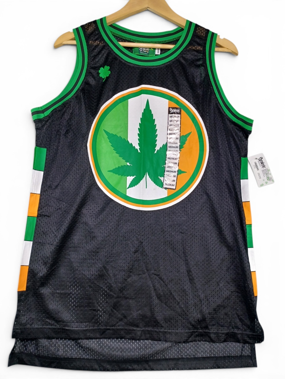 "McStoned" 17 Basketball Jersey Med St Patrick's Day Festival Tank Cannabis Leaf